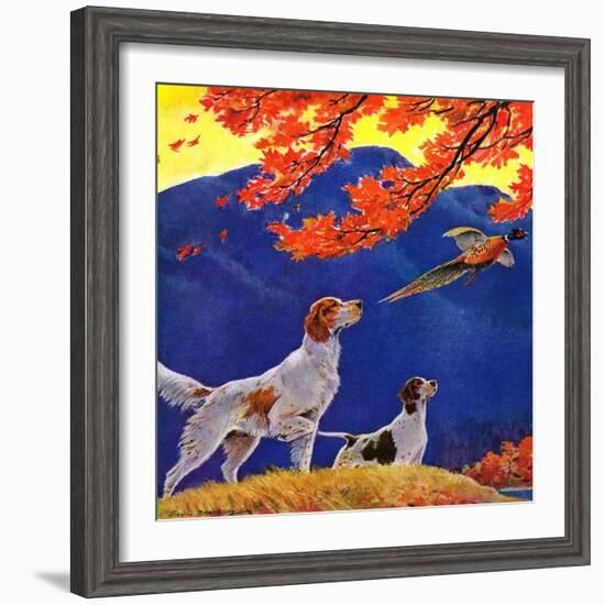 "Pointing to the Pheasant,"November 1, 1937-Paul Bransom-Framed Giclee Print