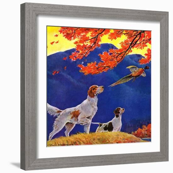 "Pointing to the Pheasant,"November 1, 1937-Paul Bransom-Framed Giclee Print