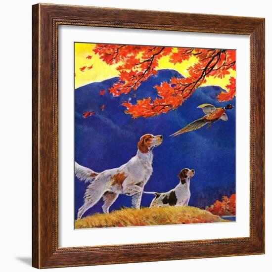 "Pointing to the Pheasant,"November 1, 1937-Paul Bransom-Framed Giclee Print