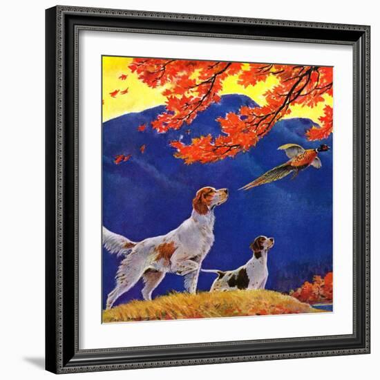 "Pointing to the Pheasant,"November 1, 1937-Paul Bransom-Framed Giclee Print