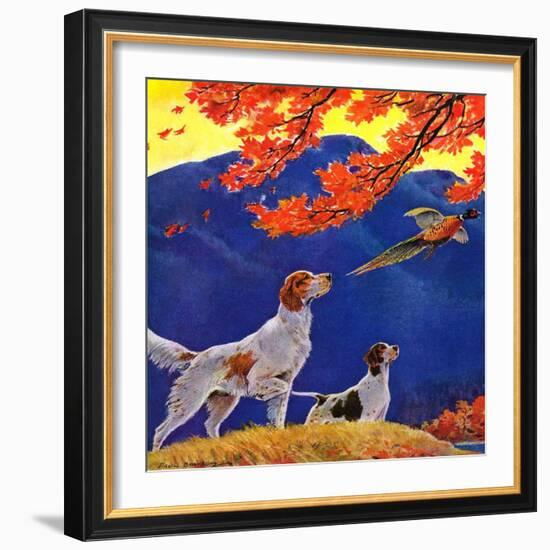 "Pointing to the Pheasant,"November 1, 1937-Paul Bransom-Framed Giclee Print