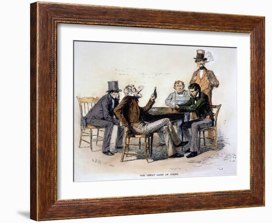 Poker Game, 1840s-Arthur Burdett Frost-Framed Giclee Print