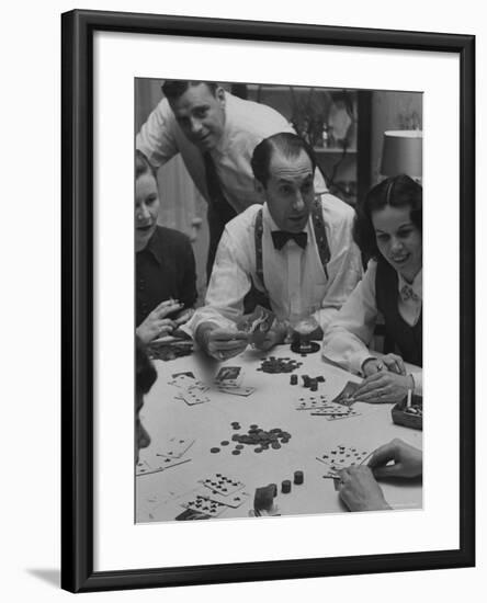 Poker Game Being Played with Pennies Instead of Chips-Nina Leen-Framed Photographic Print