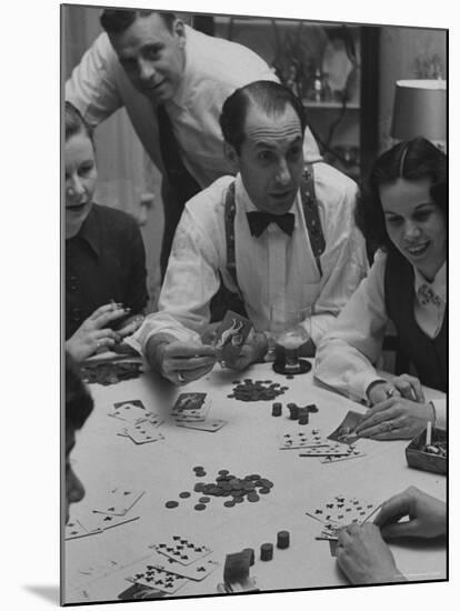 Poker Game Being Played with Pennies Instead of Chips-Nina Leen-Mounted Photographic Print