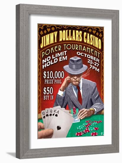 Poker Tournament - Vintage Sign-Lantern Press-Framed Art Print