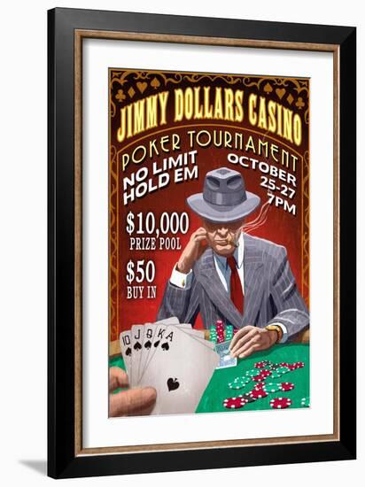 Poker Tournament - Vintage Sign-Lantern Press-Framed Art Print