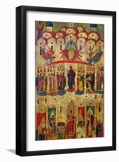 Pokrov Icon Depicting the Apparition of the Virgin to Saints in the Church at Blachernes-null-Framed Giclee Print