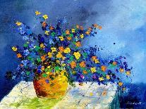 Blue wild flowers with an orange tree-Pol Ledent-Art Print