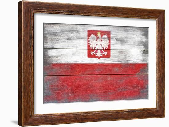 Poland Country Flag - Barnwood Painting-Lantern Press-Framed Art Print