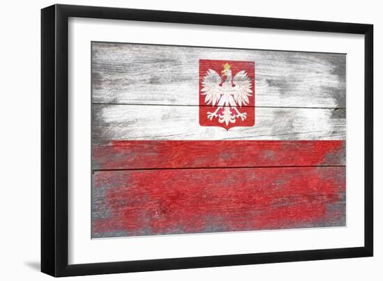 Poland Country Flag - Barnwood Painting-Lantern Press-Framed Art Print