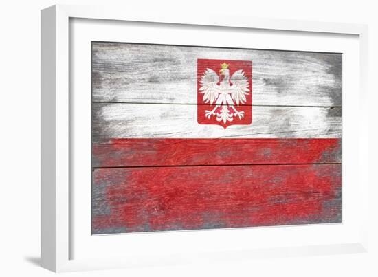 Poland Country Flag - Barnwood Painting-Lantern Press-Framed Art Print