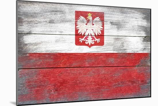 Poland Country Flag - Barnwood Painting-Lantern Press-Mounted Art Print