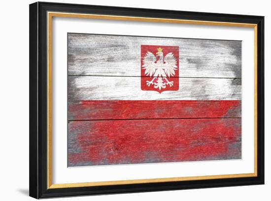 Poland Country Flag - Barnwood Painting-Lantern Press-Framed Art Print