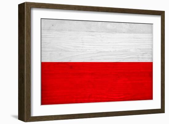 Poland Flag Design with Wood Patterning - Flags of the World Series-Philippe Hugonnard-Framed Art Print