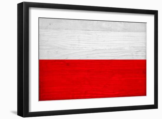 Poland Flag Design with Wood Patterning - Flags of the World Series-Philippe Hugonnard-Framed Art Print