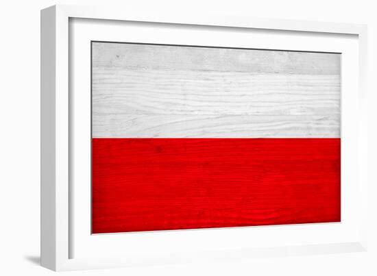 Poland Flag Design with Wood Patterning - Flags of the World Series-Philippe Hugonnard-Framed Art Print