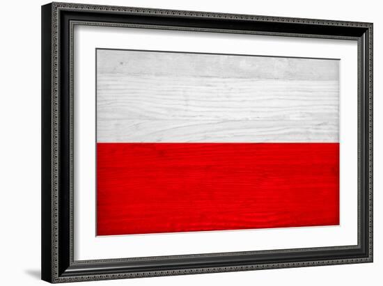 Poland Flag Design with Wood Patterning - Flags of the World Series-Philippe Hugonnard-Framed Art Print