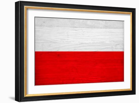 Poland Flag Design with Wood Patterning - Flags of the World Series-Philippe Hugonnard-Framed Art Print