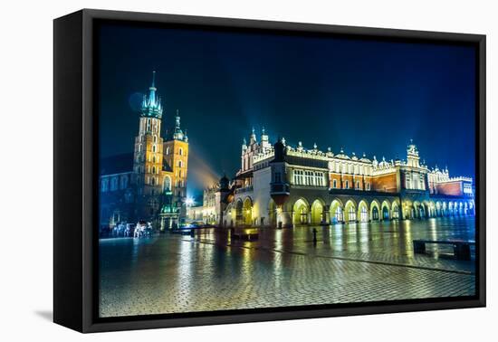 Poland, Krakow. Market Square at Night.-bloodua-Framed Premier Image Canvas