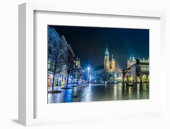 Poland, Krakow. Market Square at Night.-bloodua-Framed Photographic Print