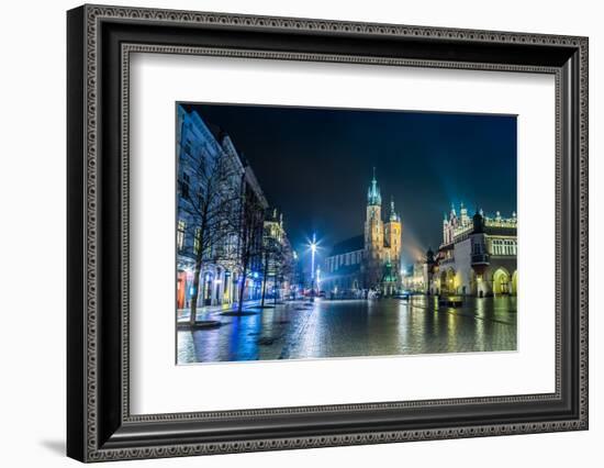 Poland, Krakow. Market Square at Night.-bloodua-Framed Photographic Print