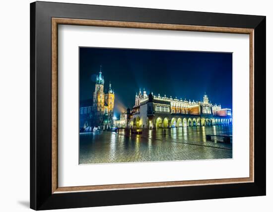 Poland, Krakow. Market Square at Night.-bloodua-Framed Photographic Print