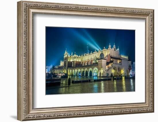 Poland, Krakow. Market Square at Night.-bloodua-Framed Photographic Print