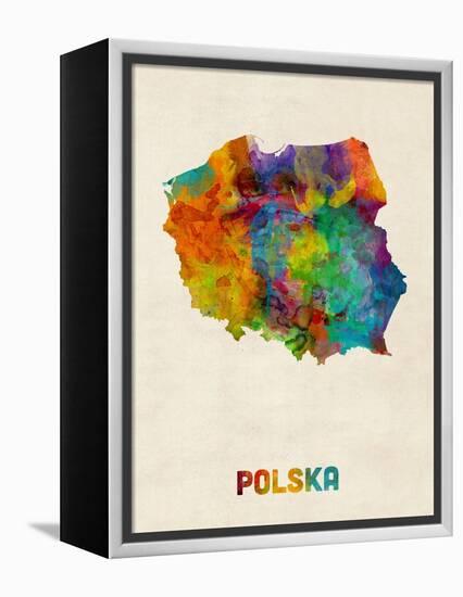 Poland Watercolor Map-Michael Tompsett-Framed Stretched Canvas