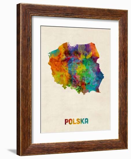 Poland Watercolor Map-Michael Tompsett-Framed Art Print