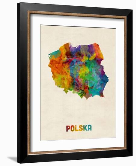 Poland Watercolor Map-Michael Tompsett-Framed Art Print