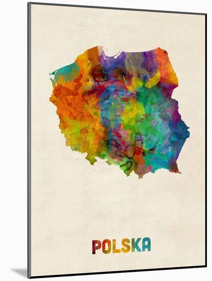 Poland Watercolor Map-Michael Tompsett-Mounted Art Print