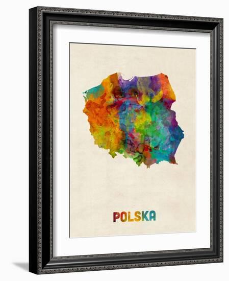 Poland Watercolor Map-Michael Tompsett-Framed Art Print