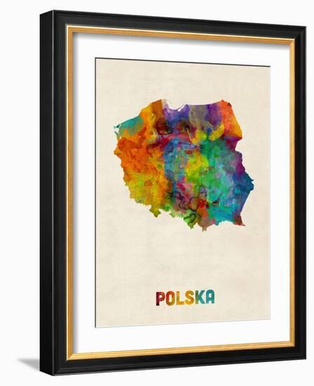 Poland Watercolor Map-Michael Tompsett-Framed Art Print