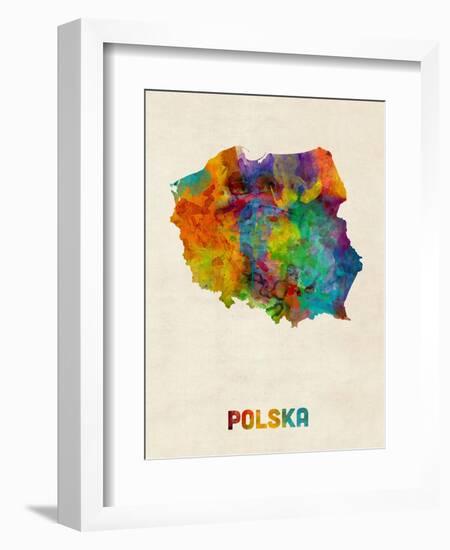 Poland Watercolor Map-Michael Tompsett-Framed Premium Giclee Print