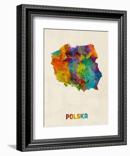Poland Watercolor Map-Michael Tompsett-Framed Premium Giclee Print