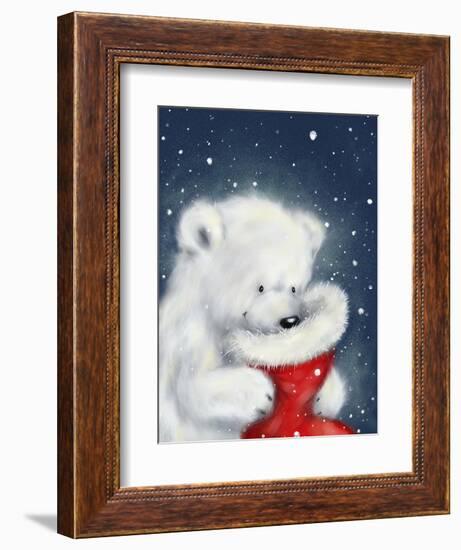 Polar Bear And Christmas Sock-MAKIKO-Framed Giclee Print