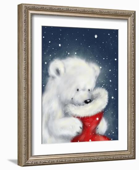 Polar Bear And Christmas Sock-MAKIKO-Framed Giclee Print