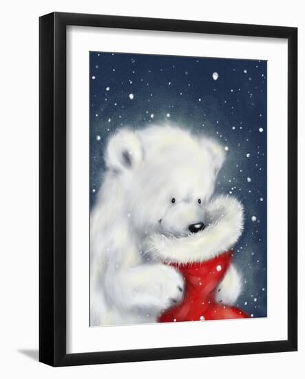 Polar Bear And Christmas Sock-MAKIKO-Framed Giclee Print