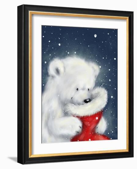 Polar Bear And Christmas Sock-MAKIKO-Framed Giclee Print