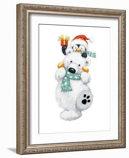 Polar Bear And Penguin-MAKIKO-Framed Giclee Print