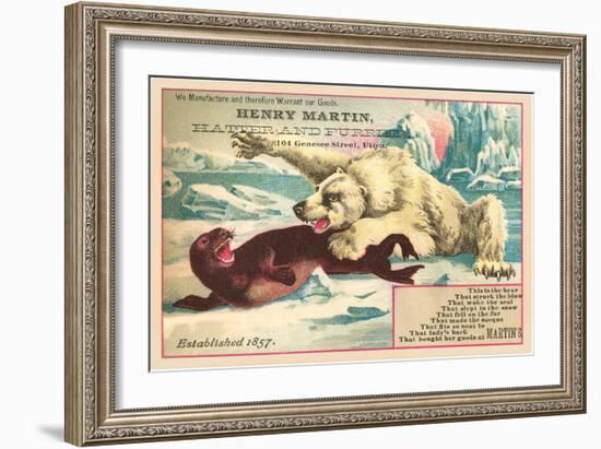 Polar Bear Attacking Seal-null-Framed Art Print