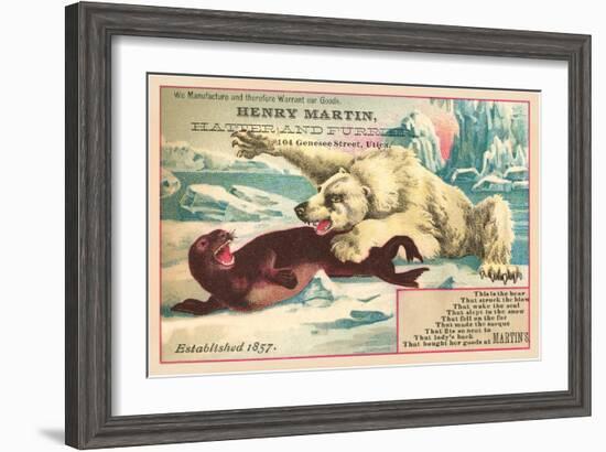 Polar Bear Attacking Seal-null-Framed Art Print