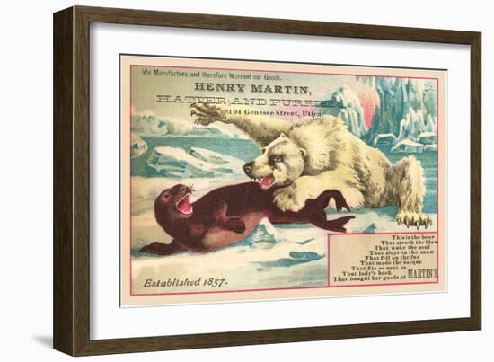 Polar Bear Attacking Seal-null-Framed Art Print