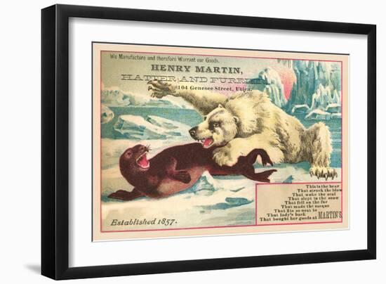 Polar Bear Attacking Seal-null-Framed Art Print