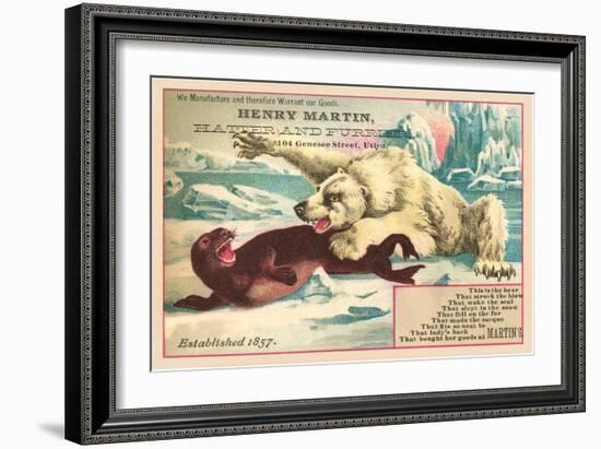 Polar Bear Attacking Seal-null-Framed Art Print