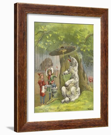 Polar Bear Being Fed Ice Cream Sundae by Children-Richard Andre-Framed Giclee Print