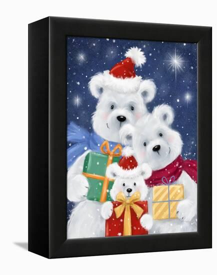 Polar Bear family with Presents-MAKIKO-Framed Premier Image Canvas