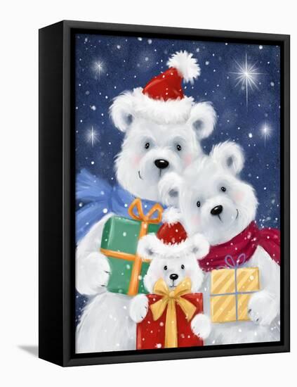 Polar Bear family with Presents-MAKIKO-Framed Premier Image Canvas