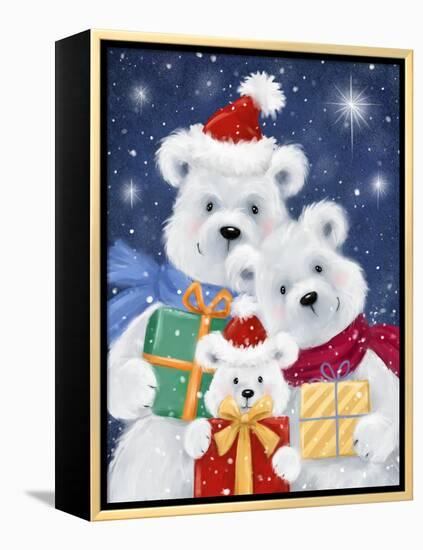 Polar Bear family with Presents-MAKIKO-Framed Premier Image Canvas