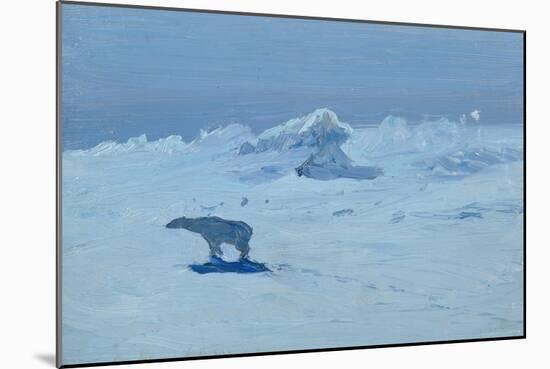 Polar Bear Hunting in the Moonlight, 1899-Alexander Borisov-Mounted Giclee Print